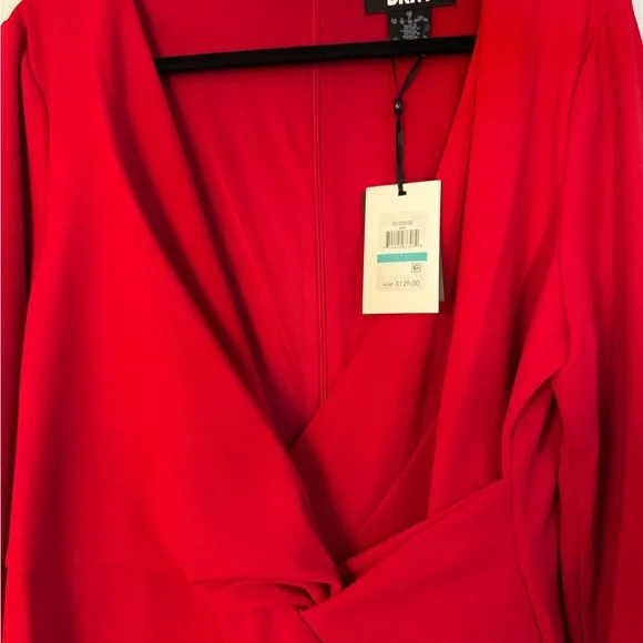 DKNY Red V-Neck Dress NWT - Picture 5 of 9
